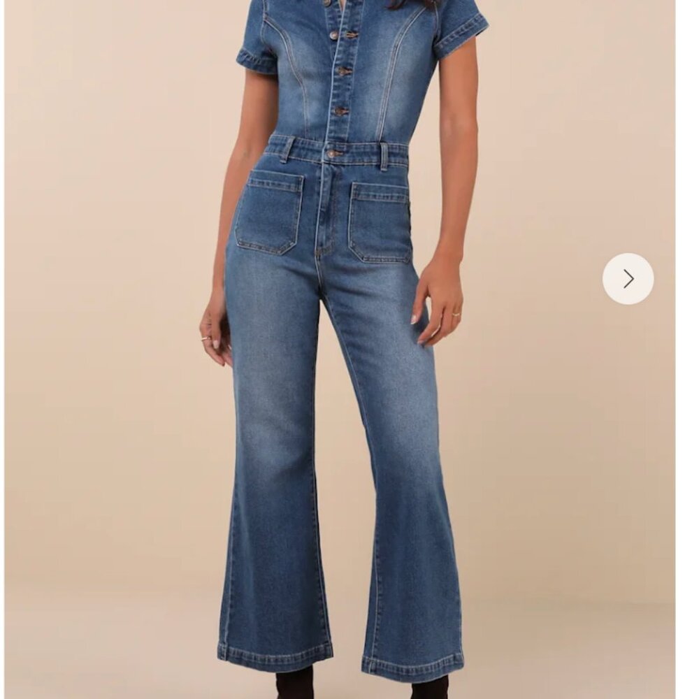 ROLLA'S Sailor Dark Wash Short Sleeve Jumpsuit - Blue Denim